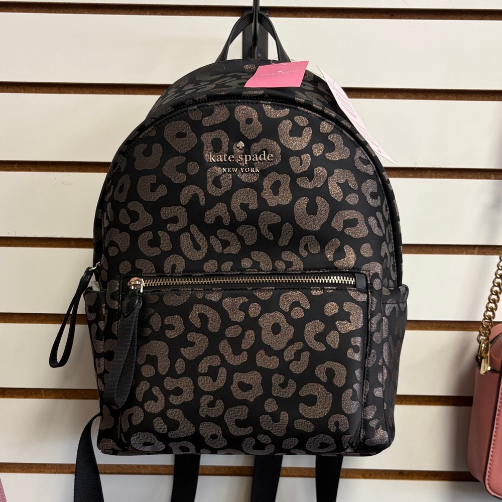 Kate Spade Black and Brown Animal Print Backpack